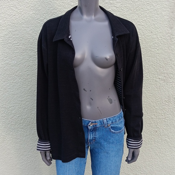 ERIKA II COLLECTION LADIES COTTON BLEND CARDIGAN W/STRIPED TRIM (RUSSIA) - Picture 16 of 17